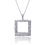 sterling silver open square pendant necklace