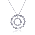 sterling silver double circle pendant necklace