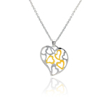 sterling silver cz gold and rhodium plated multi hearts pendant necklace