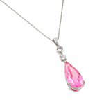 wholesale sterling silver teardrop pink cz dangling necklace