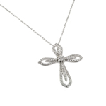 wholesale sterling silver cz at center open cross pendant necklace