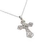 wholesale sterling silver cz gothic cross pendant necklace