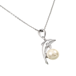 wholesale sterling silver dolphin leaping over pearl pendant necklace
