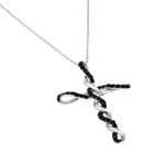 wholesale sterling silver black cz twisted cross pendant necklace