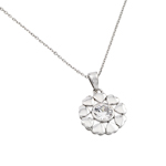 wholesale sterling silver heart circle chain with cz center pendant necklace
