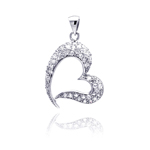 wholesale sterling silver open heart cz dangling pendant