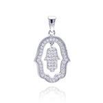 wholesale sterling silver open hand curvy cricle cz dangling pendant