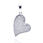 wholesale sterling silver heart cz dangling pendant