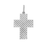 wholesale sterling silver thick open checkered cross cz pendant