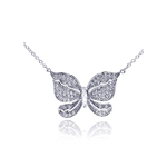 wholesale sterling silver butterfly cz necklace