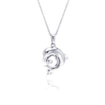wholesale sterling silver dolphin cz necklace