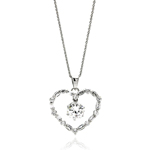 wholesale sterling silver open heart center cz necklace
