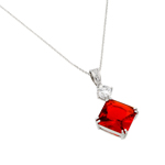 wholesale sterling silver red cz square pendant