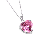 wholesale sterling silver pink heart cz rope necklace