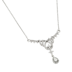 wholesale 925 sterling silver cz pear shape and cross pendant necklace