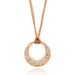 sterling silver rose gold plated cz circle pendant necklace