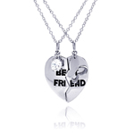 wholesale 925 sterling silver cz best friend heart pendant necklace