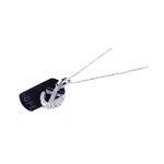 wholesale 925 sterling silver cz anchor black dogtag pendant necklace
