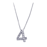 wholesale sterling silver cz number 4 pendant necklace