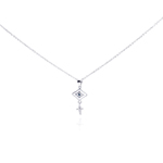 wholesale sterling silver cz cross evil eye pendant necklace