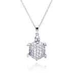 wholesale sterling silver cz turtle pendant necklace