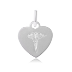 sterling silver high polish heart engravable charm with medical sign