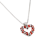 sterling silver garnet cz rhodium plated heart pendant necklace