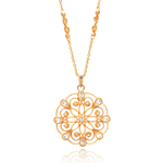 sterling silver rose gold plated open circle flower design cz necklace