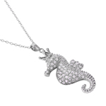 wholesale sterling silver cz seahorse pendent necklace