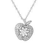 wholesale sterling silver cz apple shaped pendant