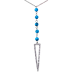 wholesale sterling silver hanging open triangle cz with turquoise beads necklace