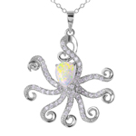 wholesale sterling silver octopus with cz and synthetic opal
