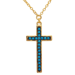 sterling silver gold plated turquoise cross necklace