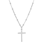 wholesale sterling silver cross pendant with beaded chain