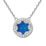 wholesale sterling silver star of david with cz stones necklace