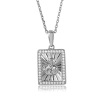 wholesale sterling silver rectangle cz jesus medallion with chain