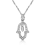 wholesale sterling silver open hamsa cz necklace