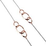 sterling silver chain necklace with rose gold plated intertwined loops