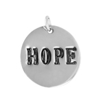 sterling silver 'hope' engraved disc pendent
