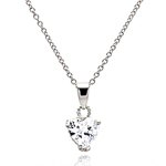 wholesale sterling silver heart cz rope pendant necklace