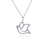 wholesale sterling silver open dove cz necklace