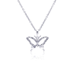 wholesale sterling silver open butterfly cz necklace