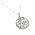 wholesale sterling silver disc designed filigree cz necklace