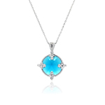wholesale sterling silver round blue cz necklace