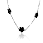wholesale sterling silver flower black onyx necklace