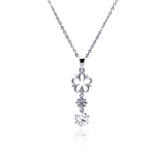 wholesale sterling silver open flower cz hanging necklace