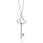 wholesale sterling silver open flower key cz center pearl necklace