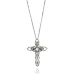 wholesale sterling silver open cross cz necklace