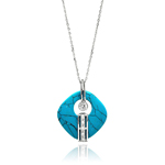 wholesale sterling silver turquoise open square center circle cz necklace