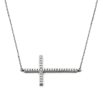 wholesale sterling silver sideways cross cz necklace
